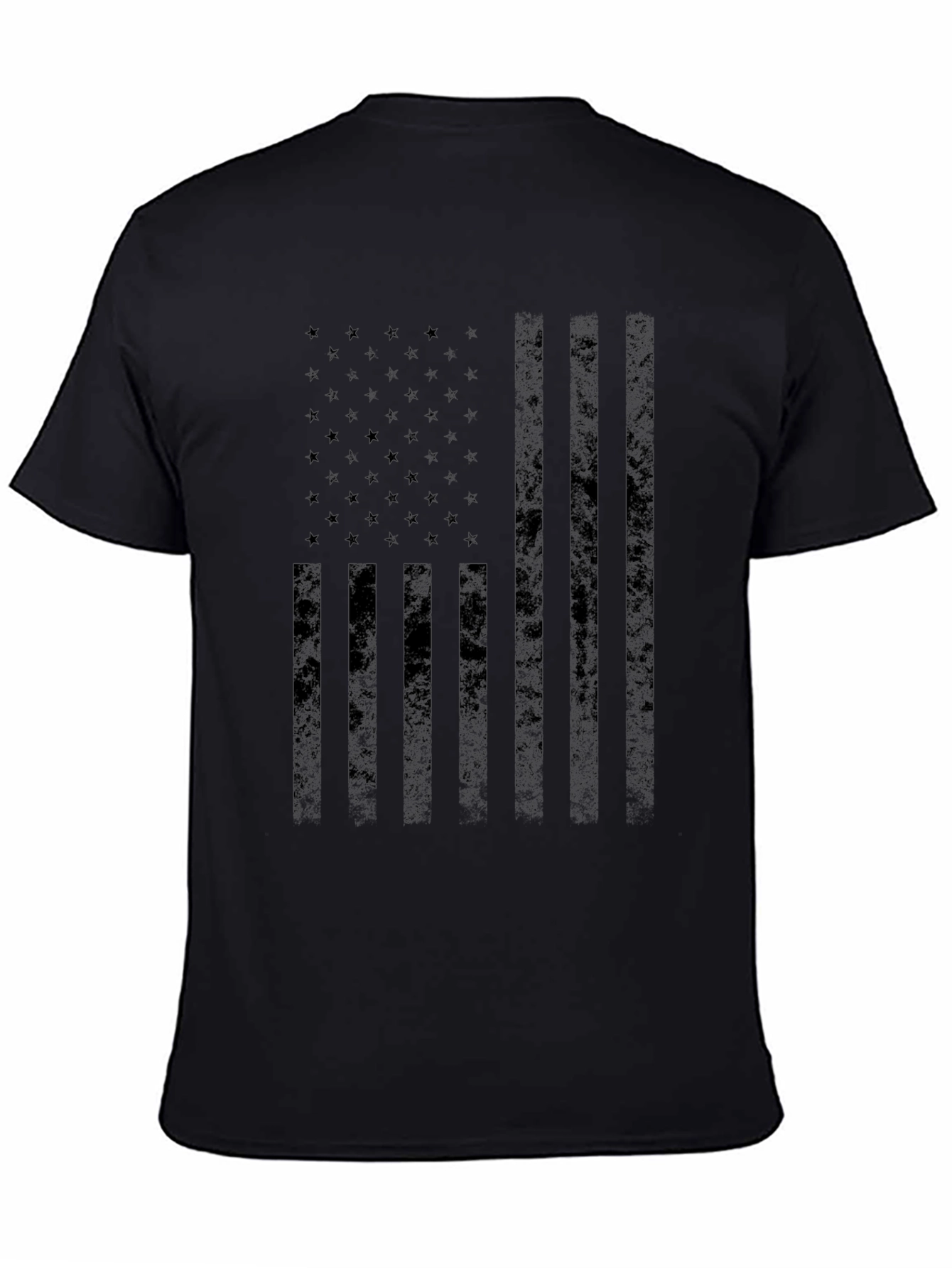 Black Distressed American Flag T-Shirt