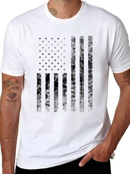 Black Distressed American Flag T-Shirt