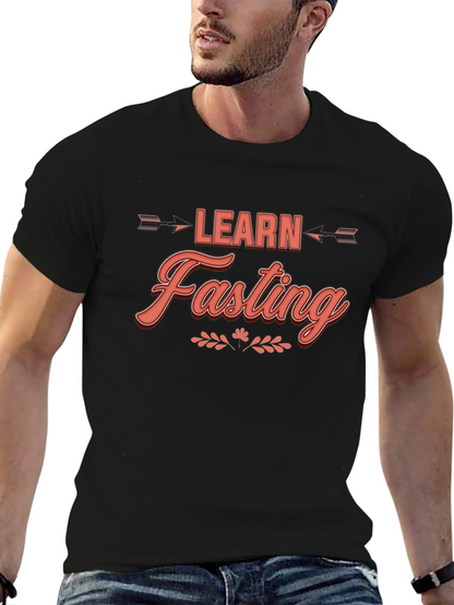 Learn Fasting Black Graphic Tee - Trendy Casual Wear