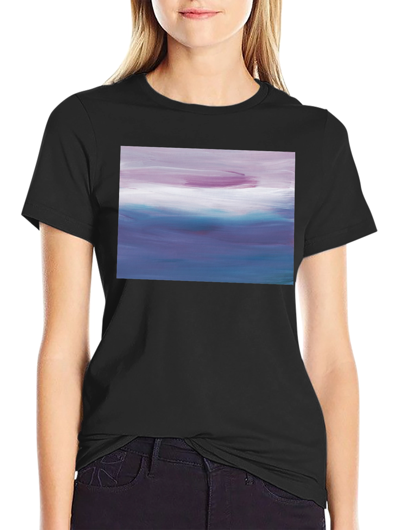 Abstract Seascape Graphic Black T-Shirt