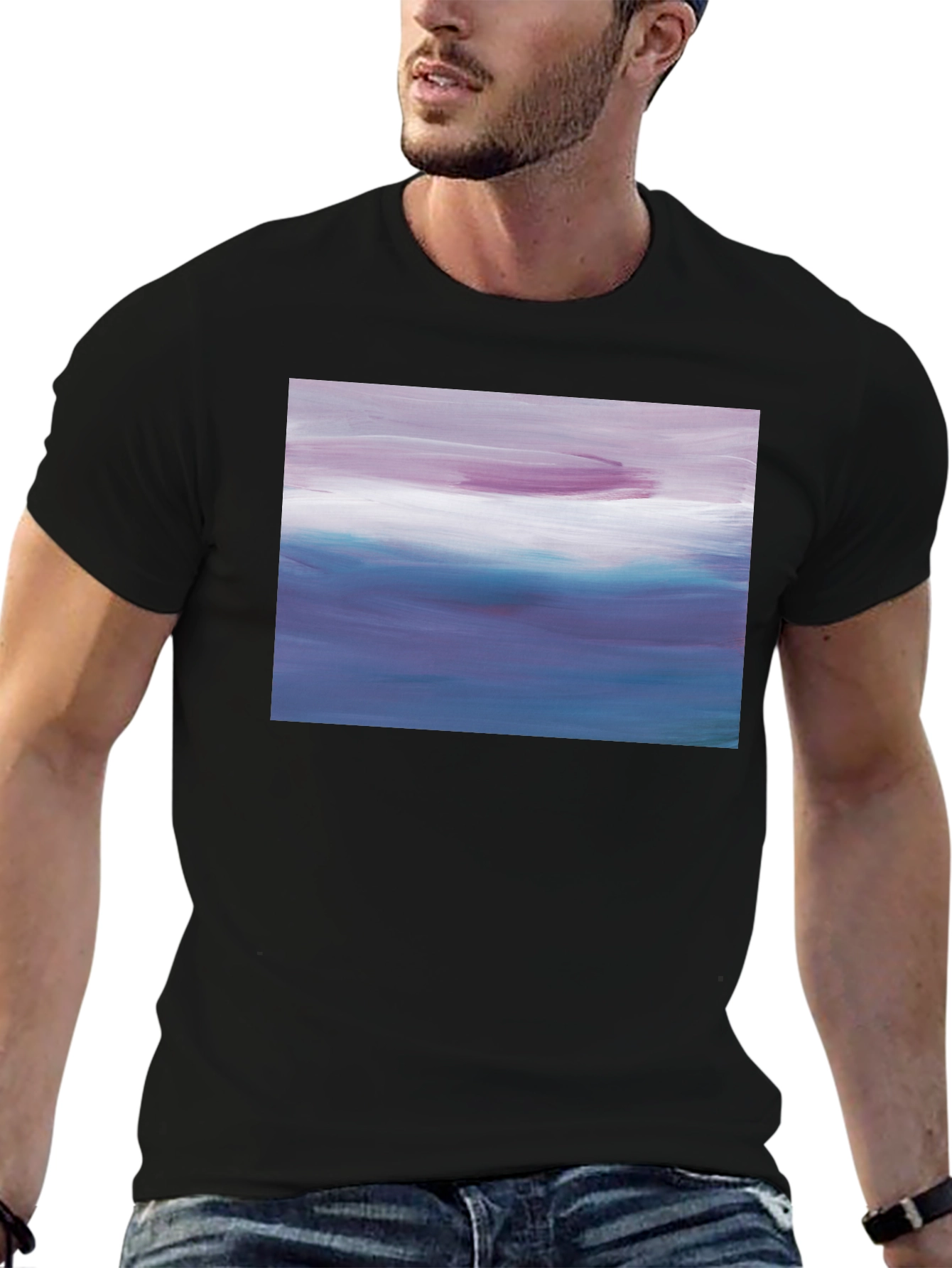 Abstract Seascape Graphic Black T-Shirt