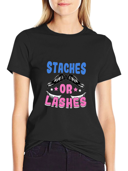 Staches or Lashes Gender Reveal T-Shirt