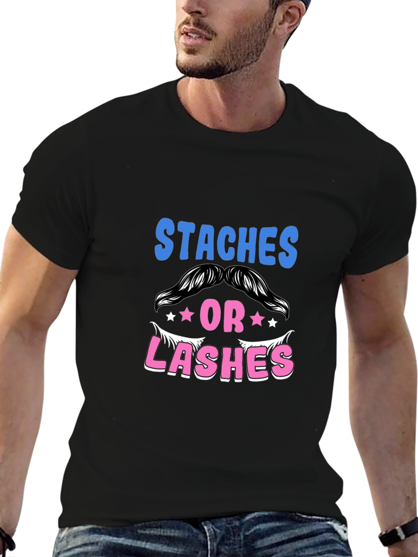 Staches or Lashes Gender Reveal T-Shirt