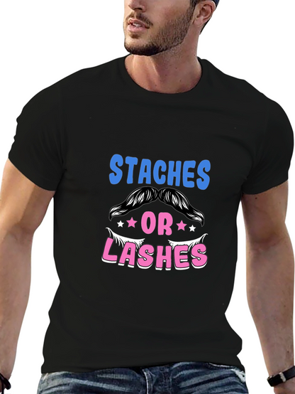Staches or Lashes Gender Reveal T-Shirt