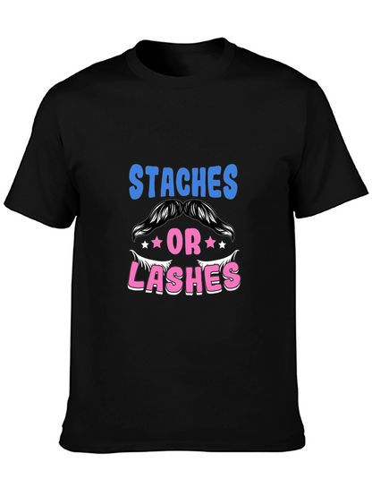 Staches or Lashes Gender Reveal T-Shirt