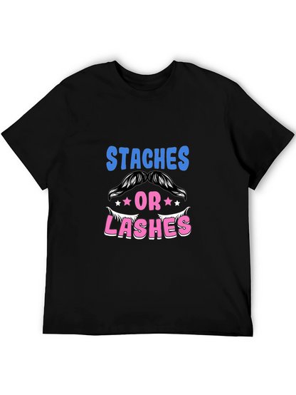 Staches or Lashes Gender Reveal T-Shirt