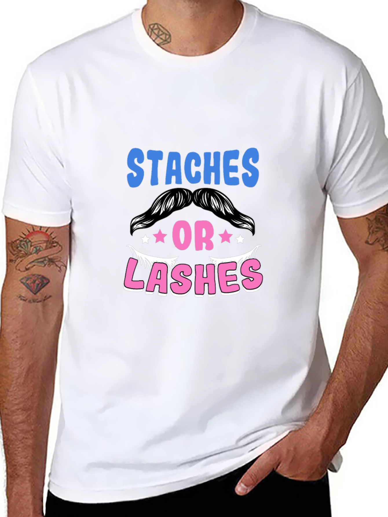 Staches or Lashes Gender Reveal T-Shirt