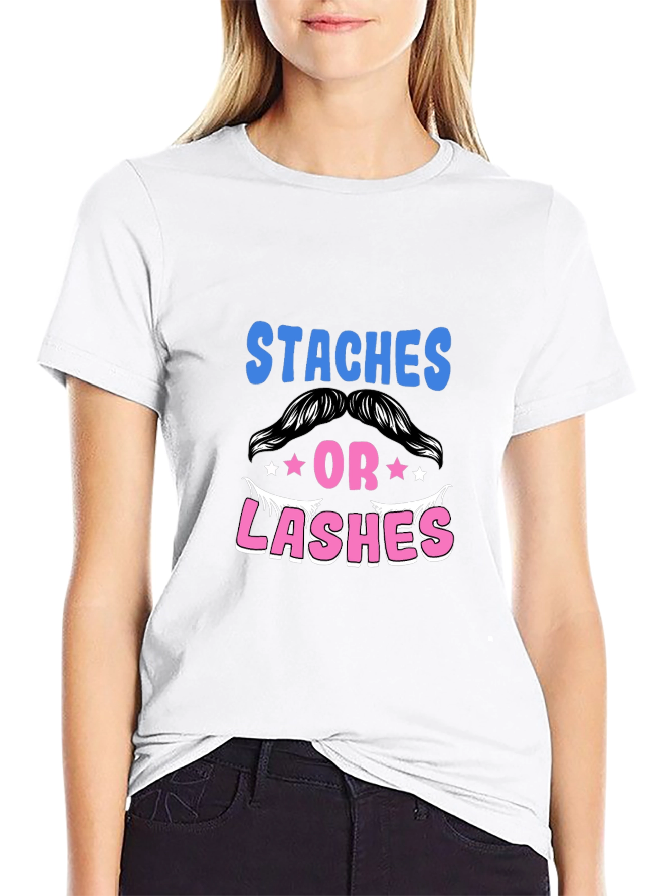 Staches or Lashes Gender Reveal T-Shirt