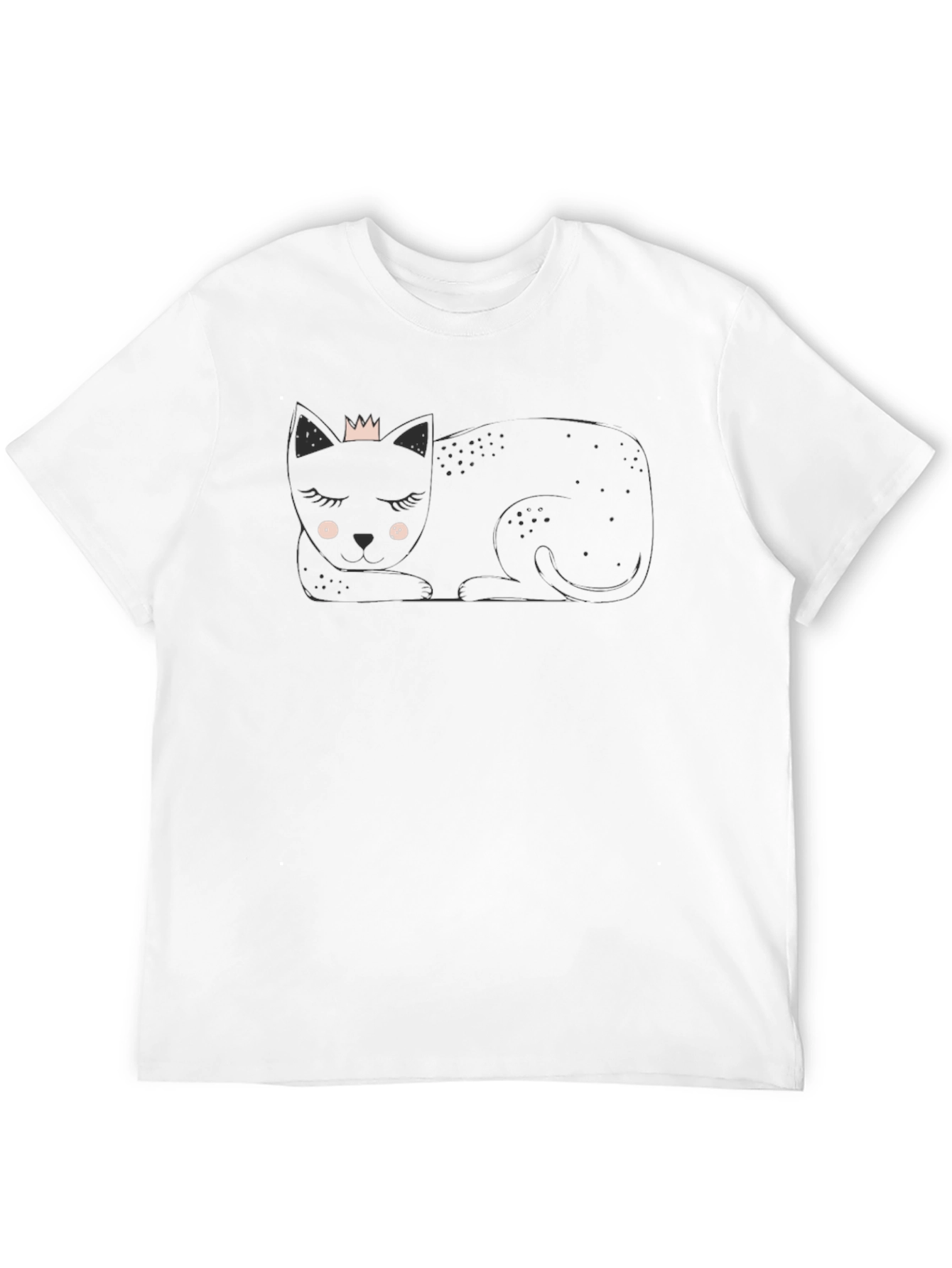 Cute Cat with Crown Black T-Shirt