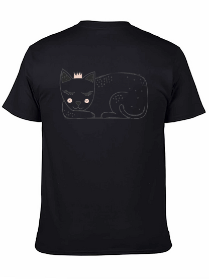 Cute Cat with Crown Black T-Shirt