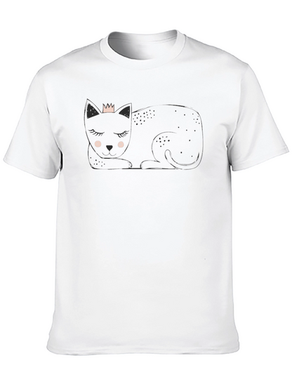 Cute Cat with Crown Black T-Shirt