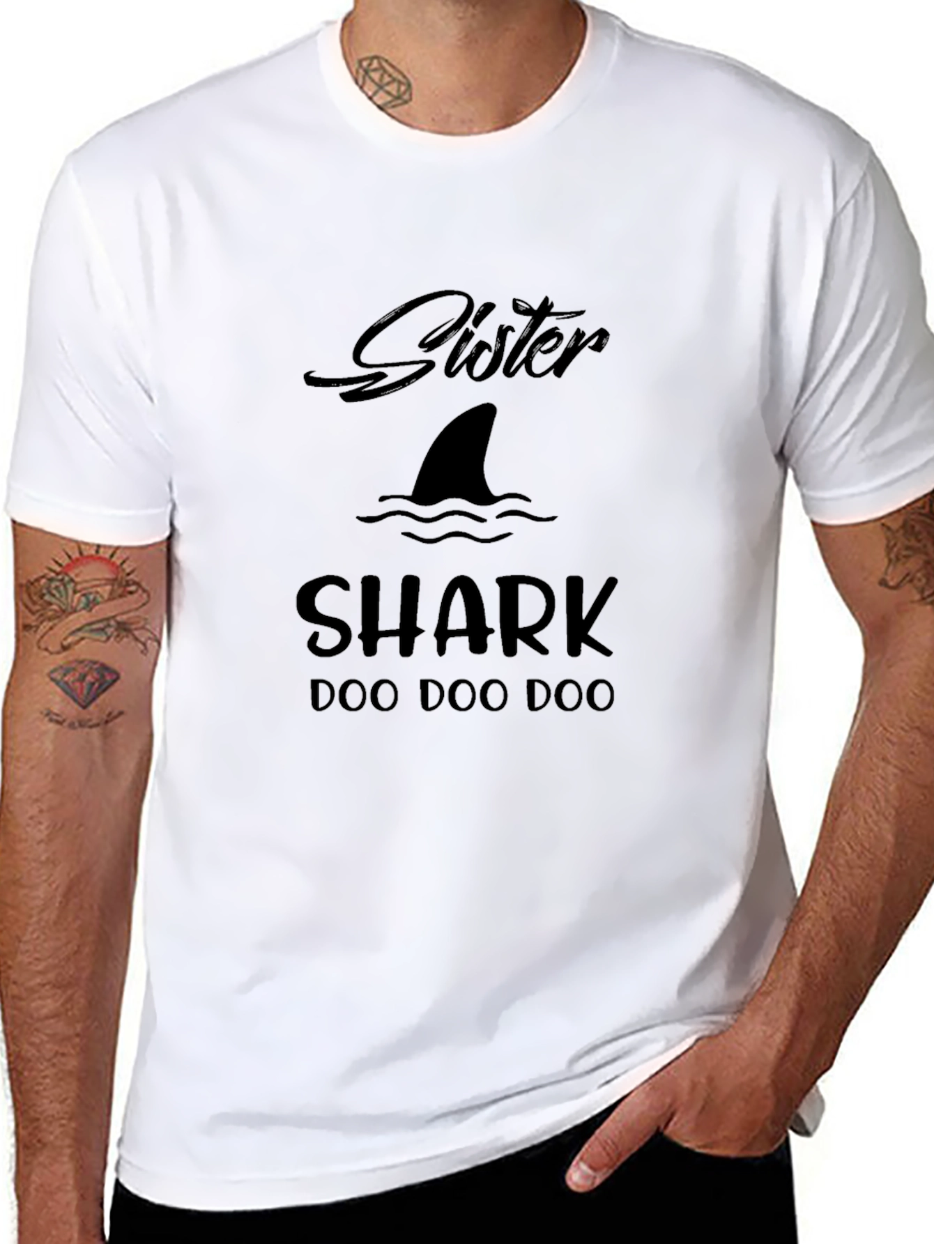 Sister Shark Doo Doo Doo Funny Graphic Tee