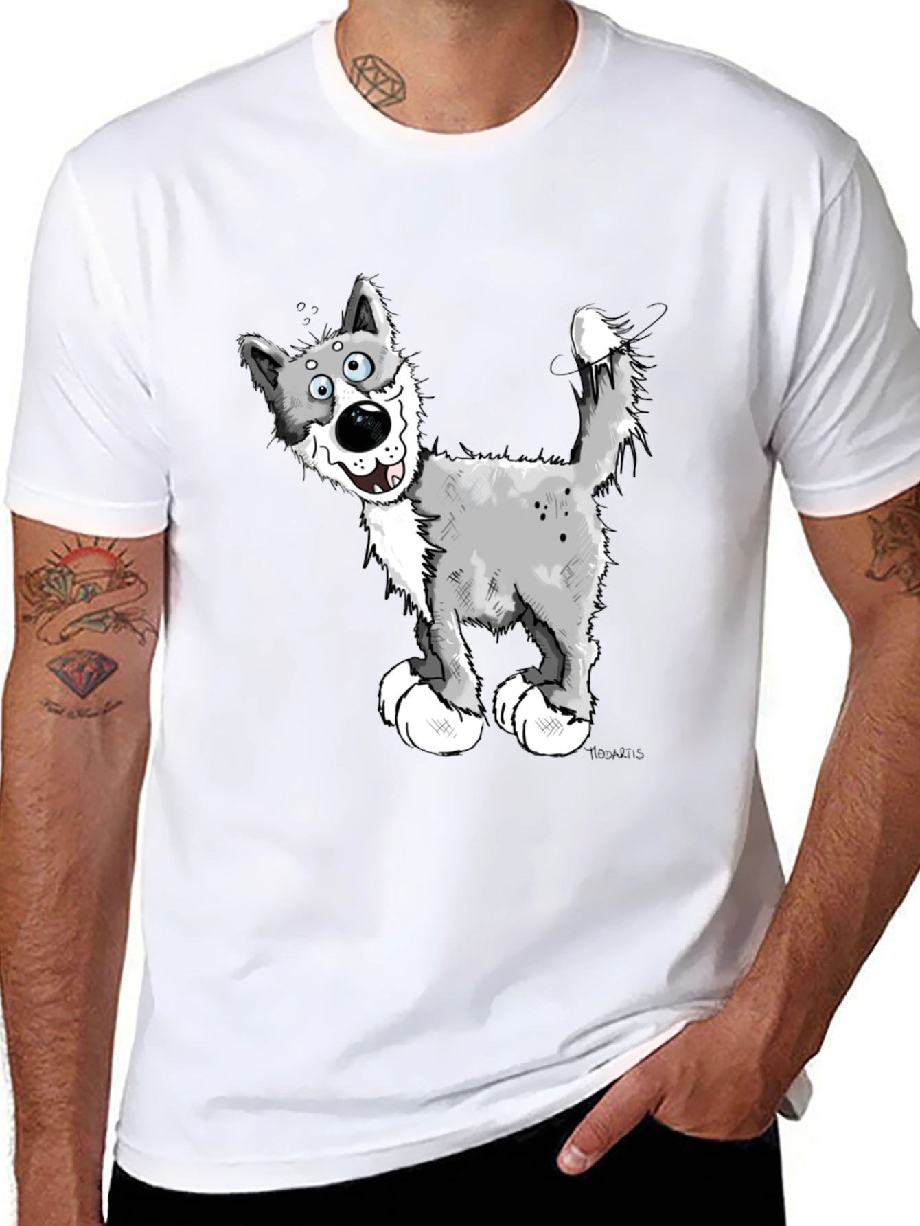 Cartoon Wolf Graphic Tee - Funny Animal Lover Shirt