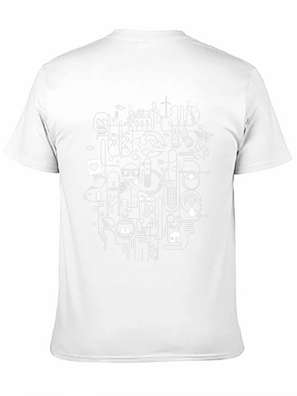 Abstract Line Art Graphic Black T-Shirt