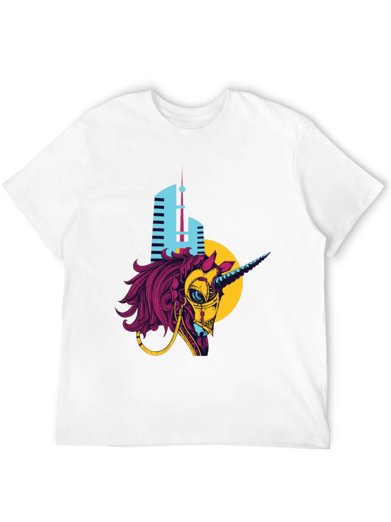 Cyberpunk Unicorn Graphic T-Shirt - Black