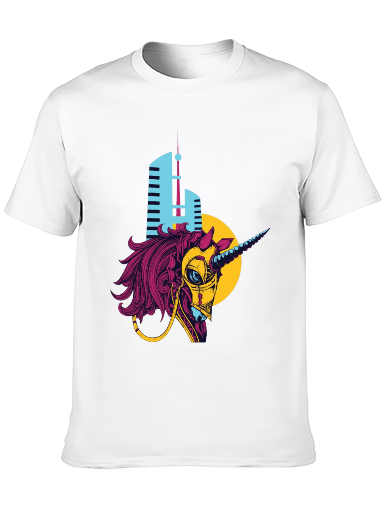 Cyberpunk Unicorn Graphic T-Shirt - Black