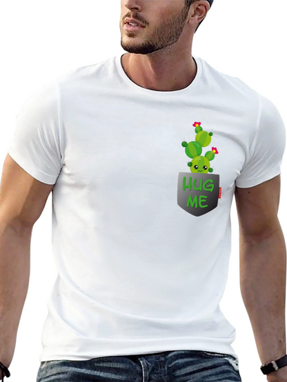Cute Cactus Hug Me Pocket T-Shirt