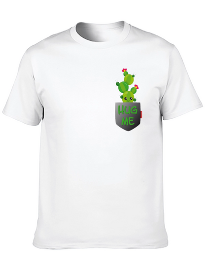 Cute Cactus Hug Me Pocket T-Shirt