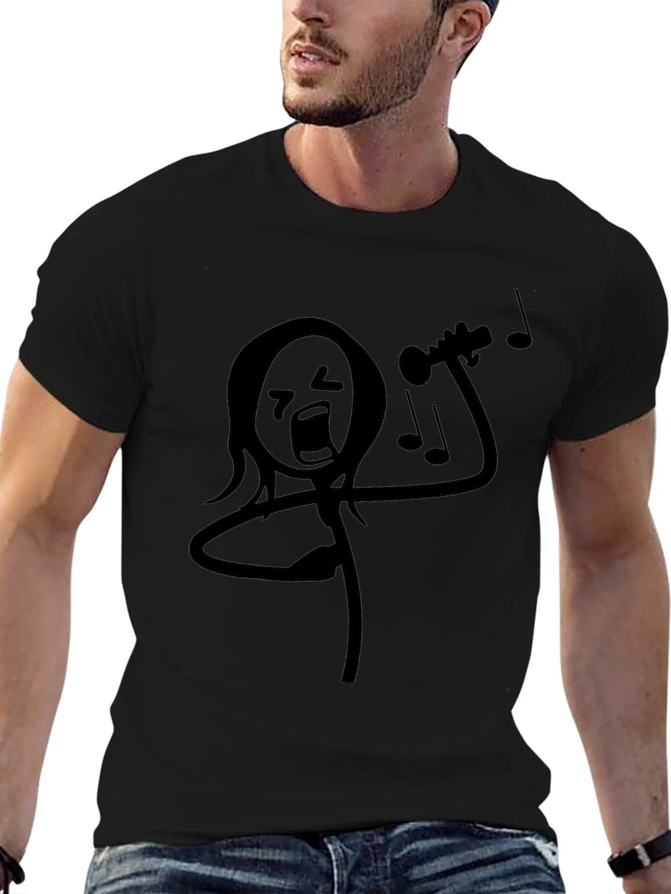Funny Stick Figure Trumpet Player Black T-Shirt