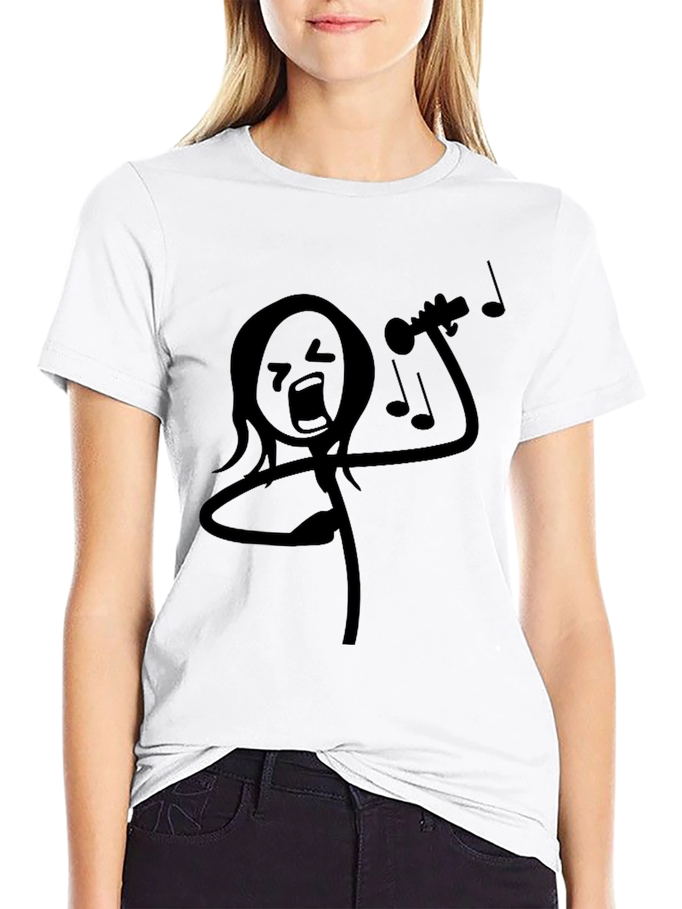 Funny Stick Figure Trumpet Player Black T-Shirt