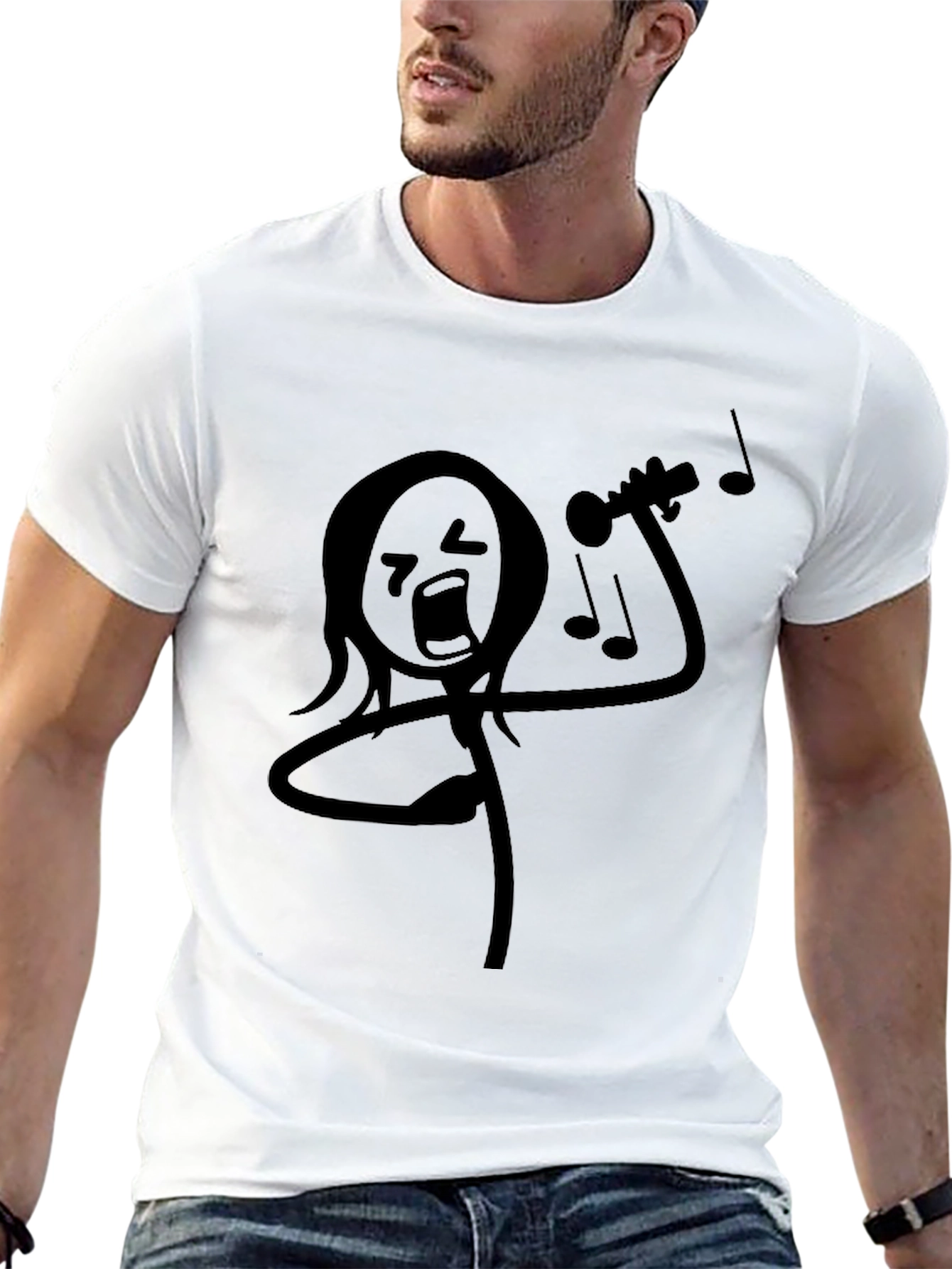 Funny Stick Figure Trumpet Player Black T-Shirt