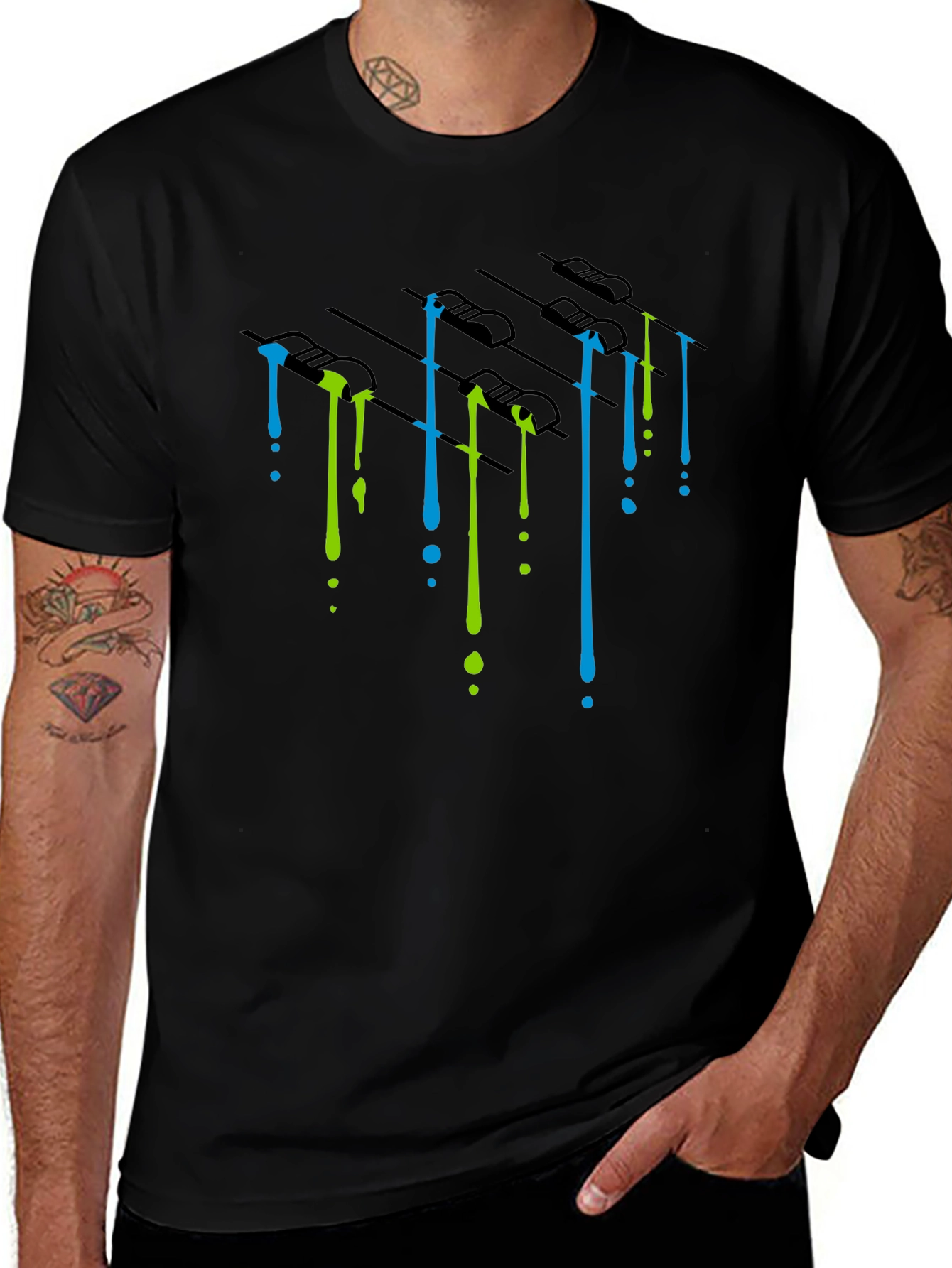 Dripping Paint Mixer Graphic Tee - Black
