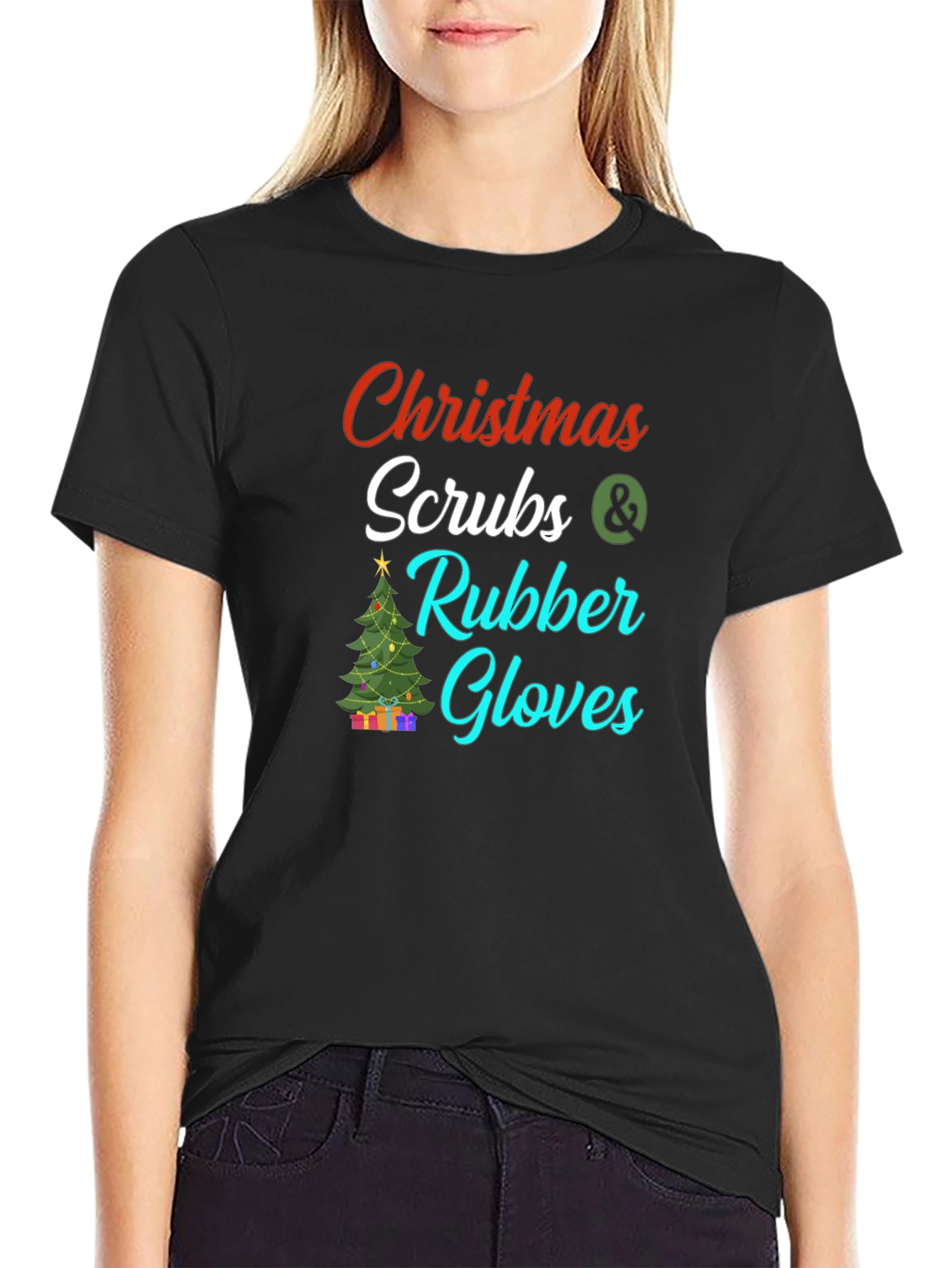 Christmas Scrubs & Rubber Gloves Graphic Tee