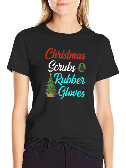 Christmas Scrubs & Rubber Gloves Graphic Tee