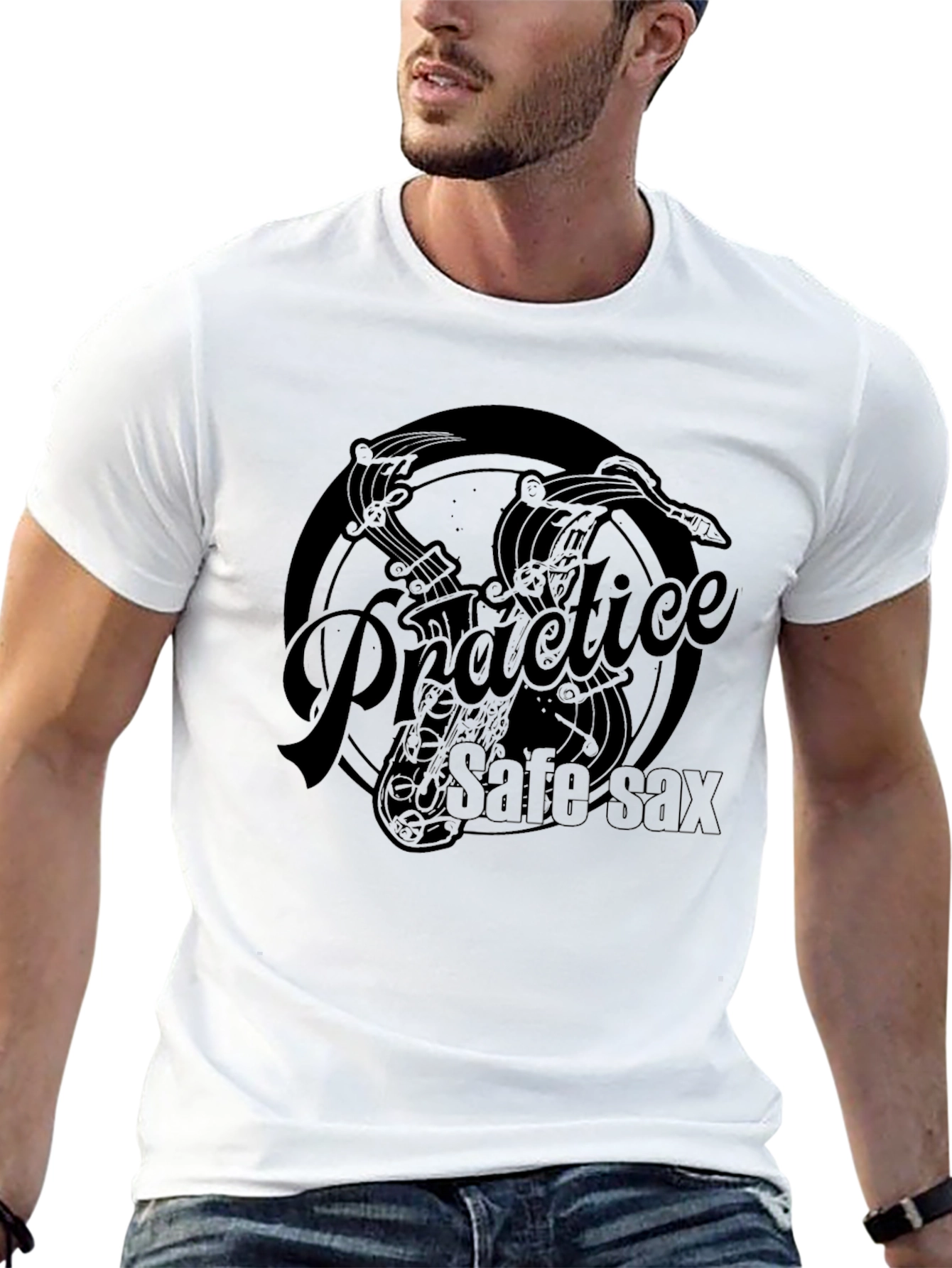 Practice Safe Sax T-Shirt - Music Lover Tee