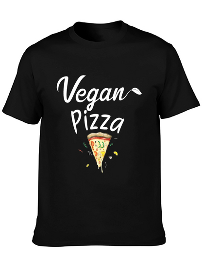 Vegan Pizza T-Shirt - Casual Black Tee