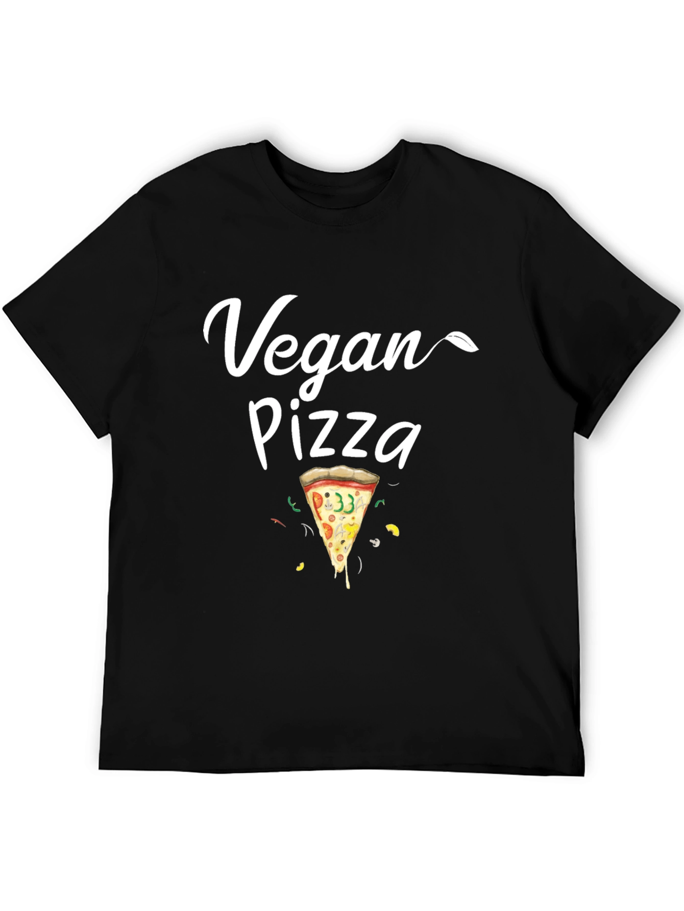 Vegan Pizza T-Shirt - Casual Black Tee