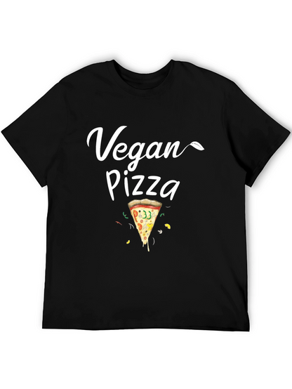 Vegan Pizza T-Shirt - Casual Black Tee