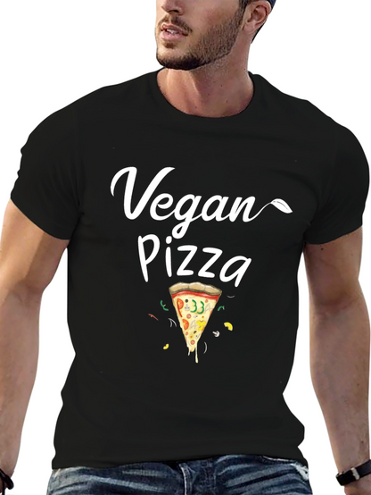 Vegan Pizza T-Shirt - Casual Black Tee