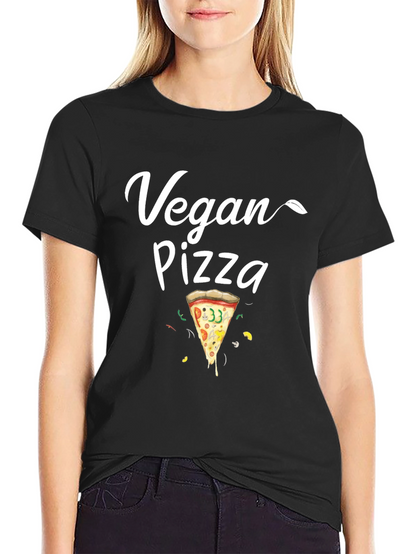 Vegan Pizza T-Shirt - Casual Black Tee