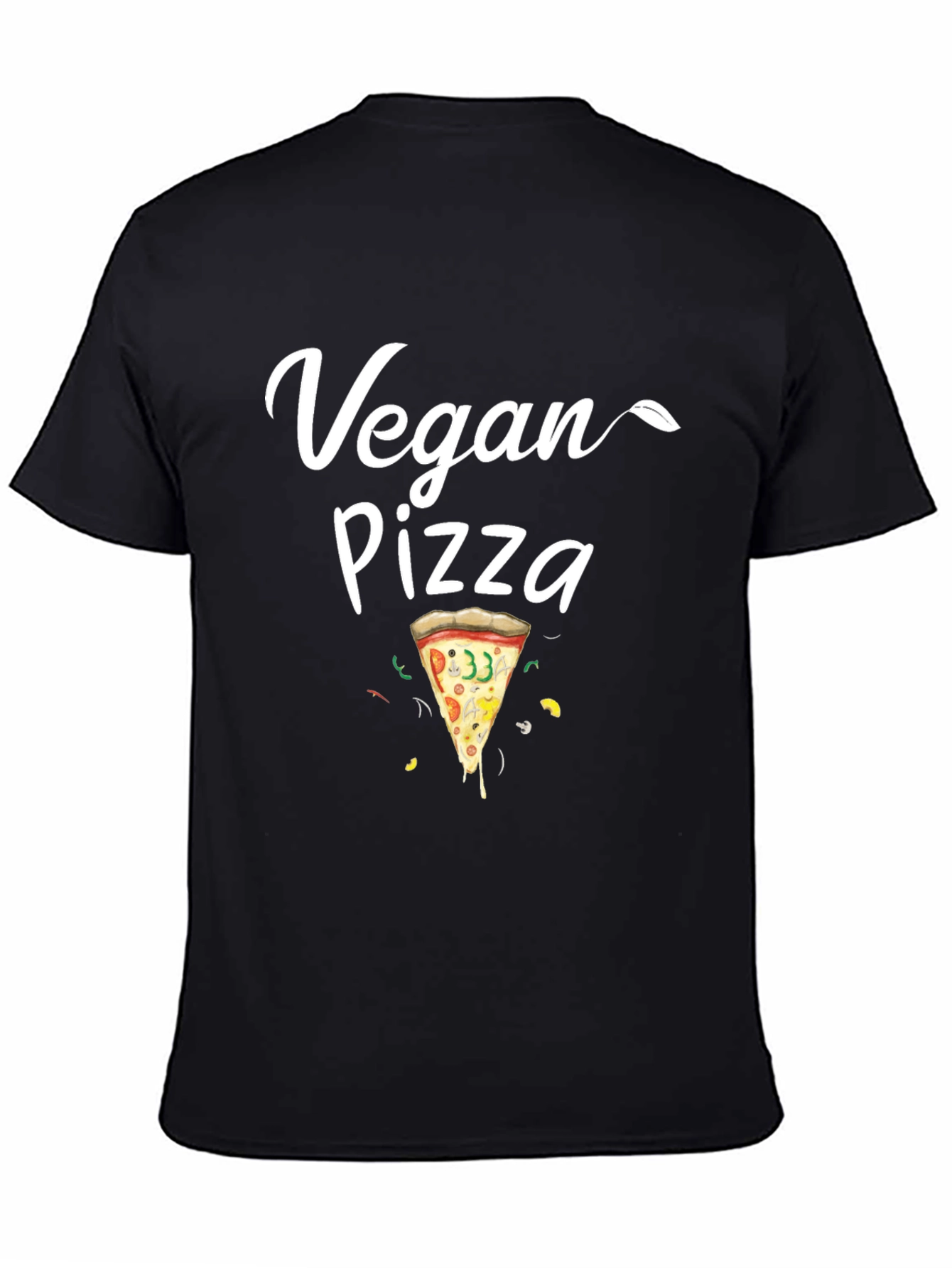 Vegan Pizza T-Shirt - Casual Black Tee