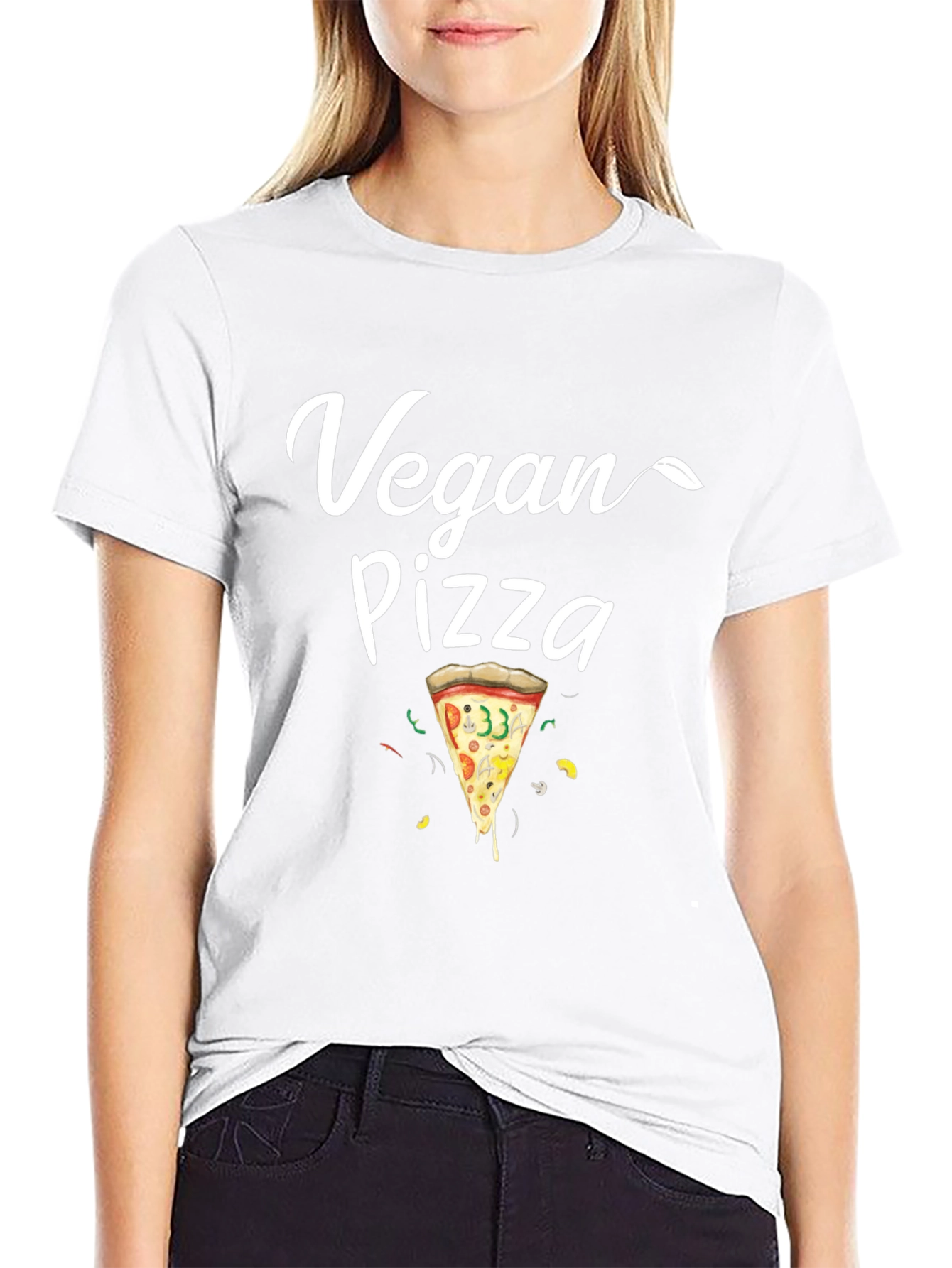 Vegan Pizza T-Shirt - Casual Black Tee