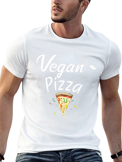 Vegan Pizza T-Shirt - Casual Black Tee
