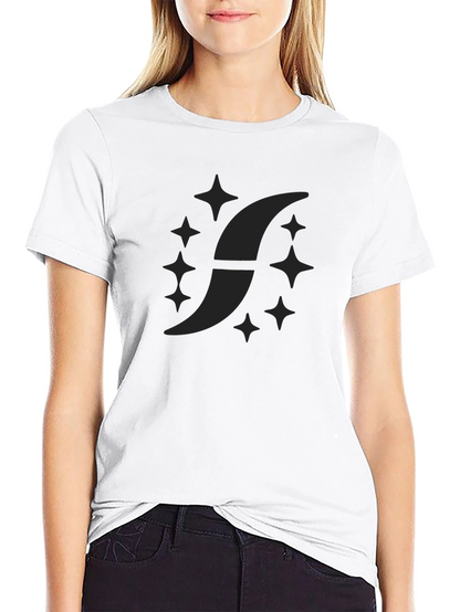 Mens Black Graphic Tee - Crescent & Stars Design