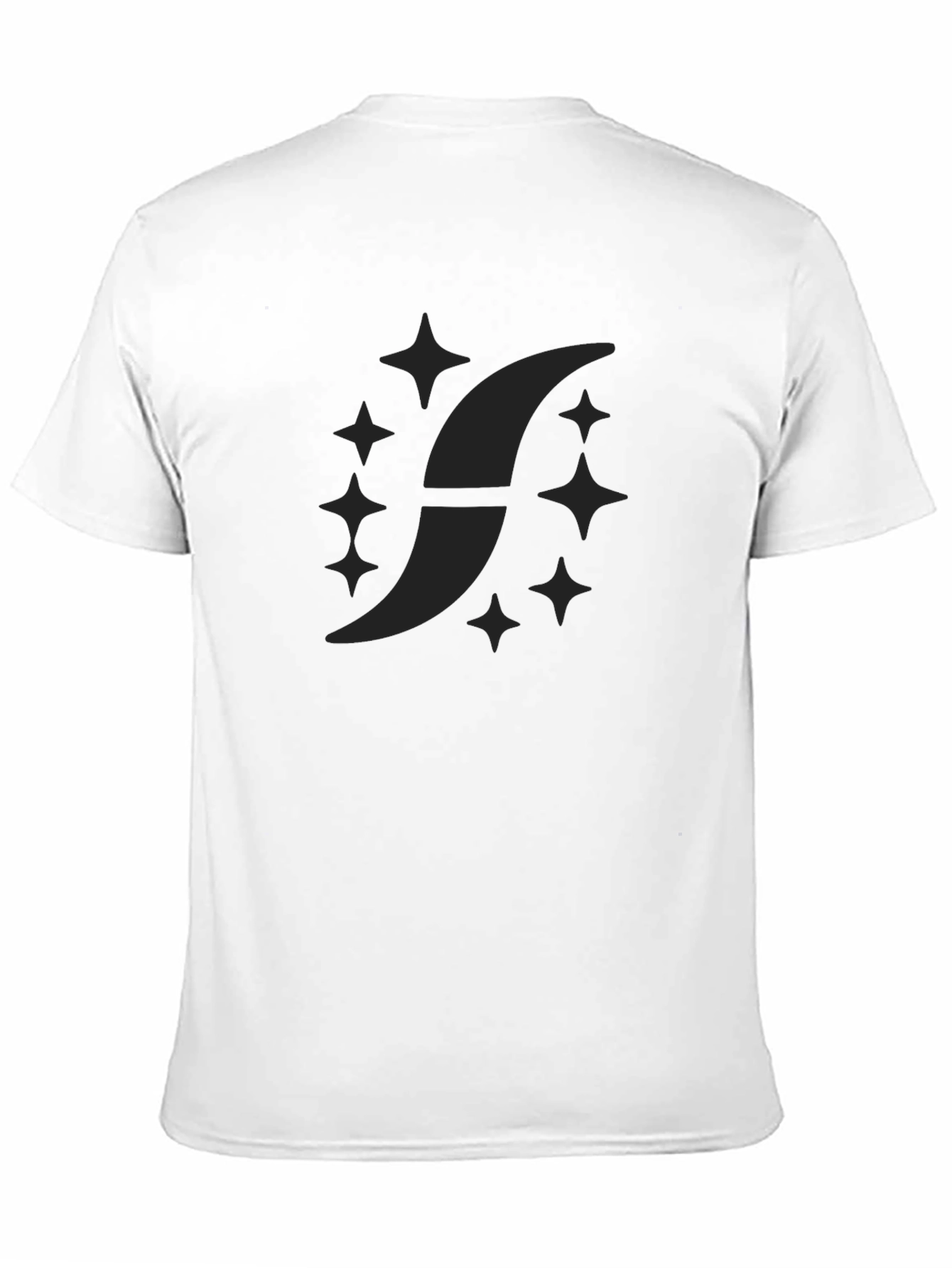 Mens Black Graphic Tee - Crescent & Stars Design