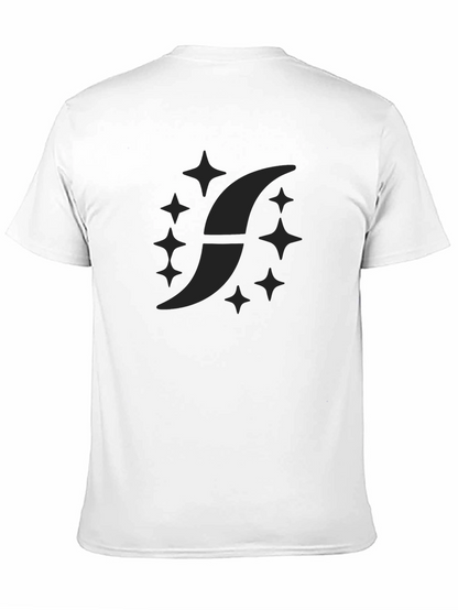 Mens Black Graphic Tee - Crescent & Stars Design