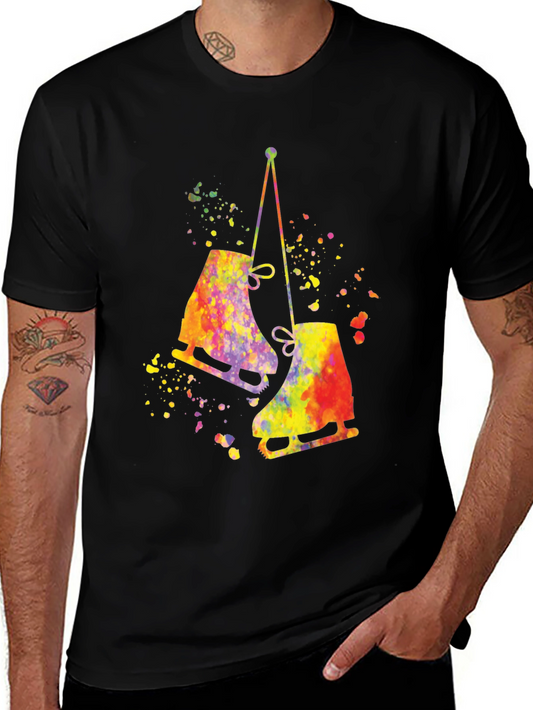 Watercolor Ice Skates T-Shirt - Unique Design