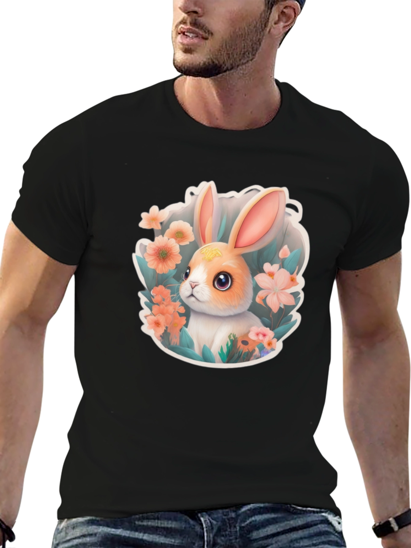 Cute Easter Bunny Floral T-Shirt