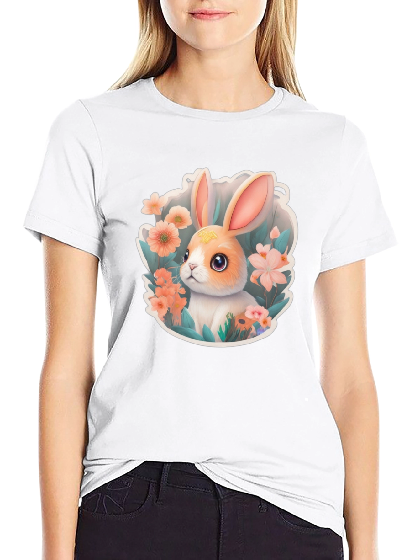 Cute Easter Bunny Floral T-Shirt