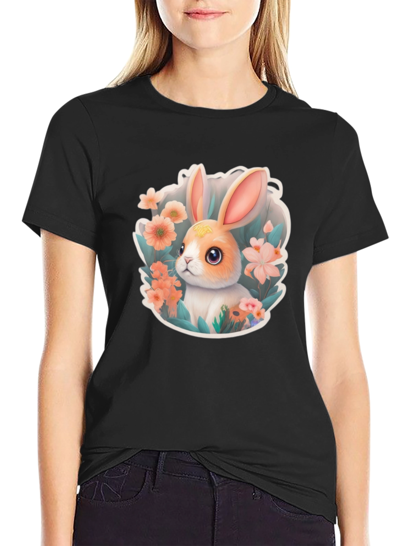 Cute Easter Bunny Floral T-Shirt