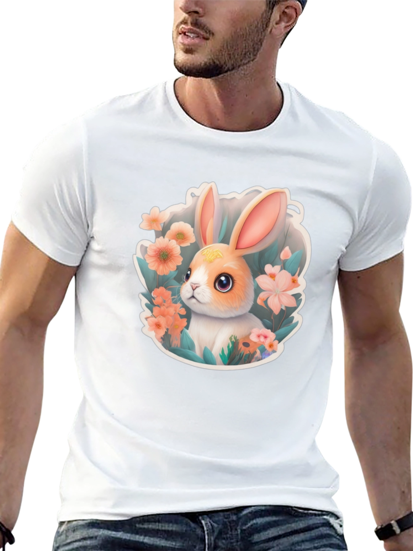 Cute Easter Bunny Floral T-Shirt