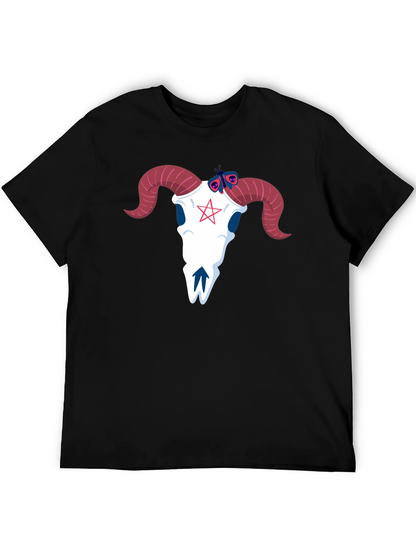 Graphic Tee: Ram Skull & Butterfly