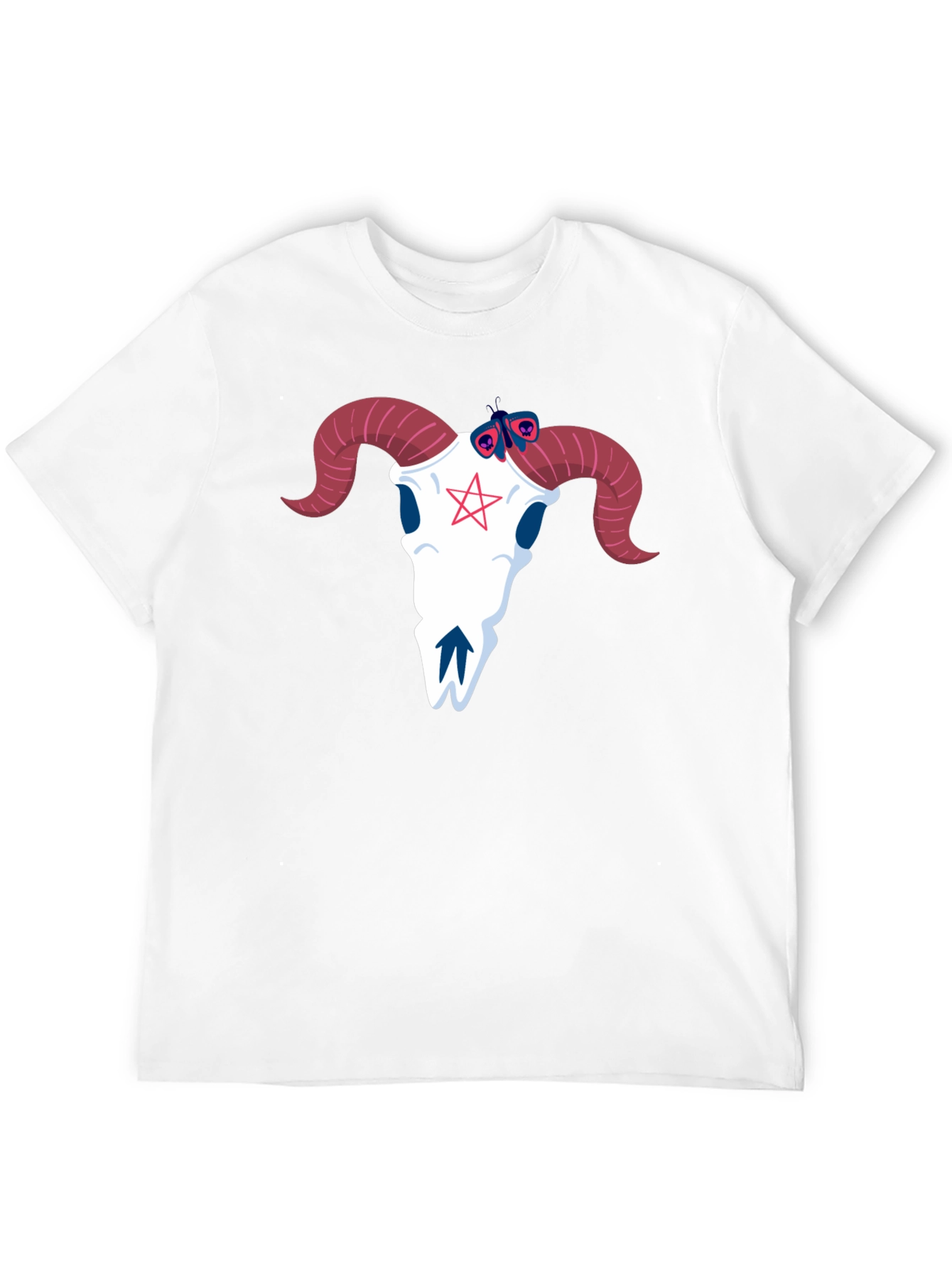 Graphic Tee: Ram Skull & Butterfly