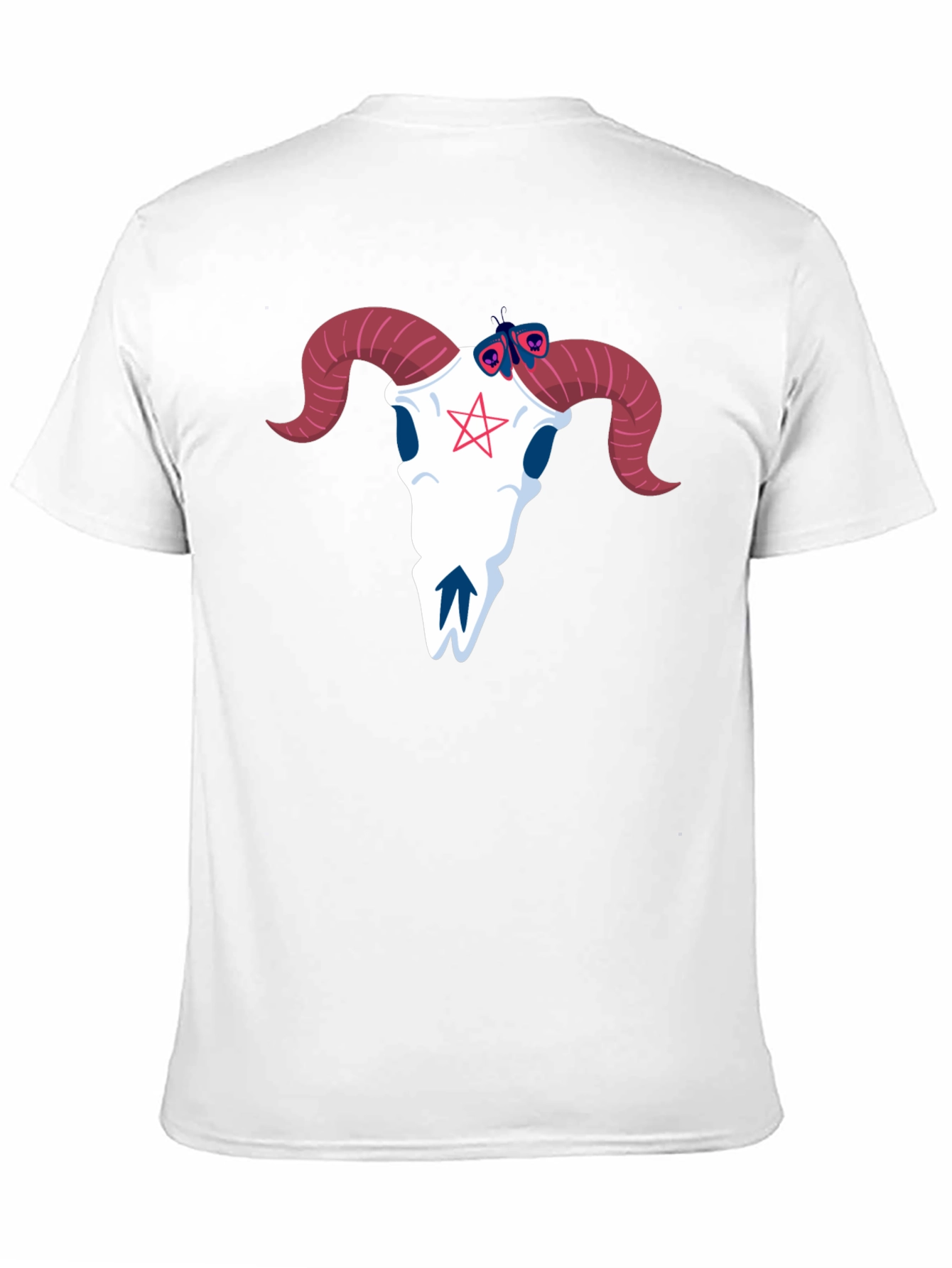 Graphic Tee: Ram Skull & Butterfly