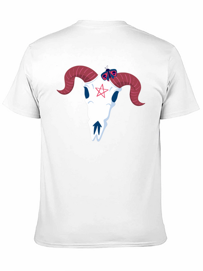 Graphic Tee: Ram Skull & Butterfly