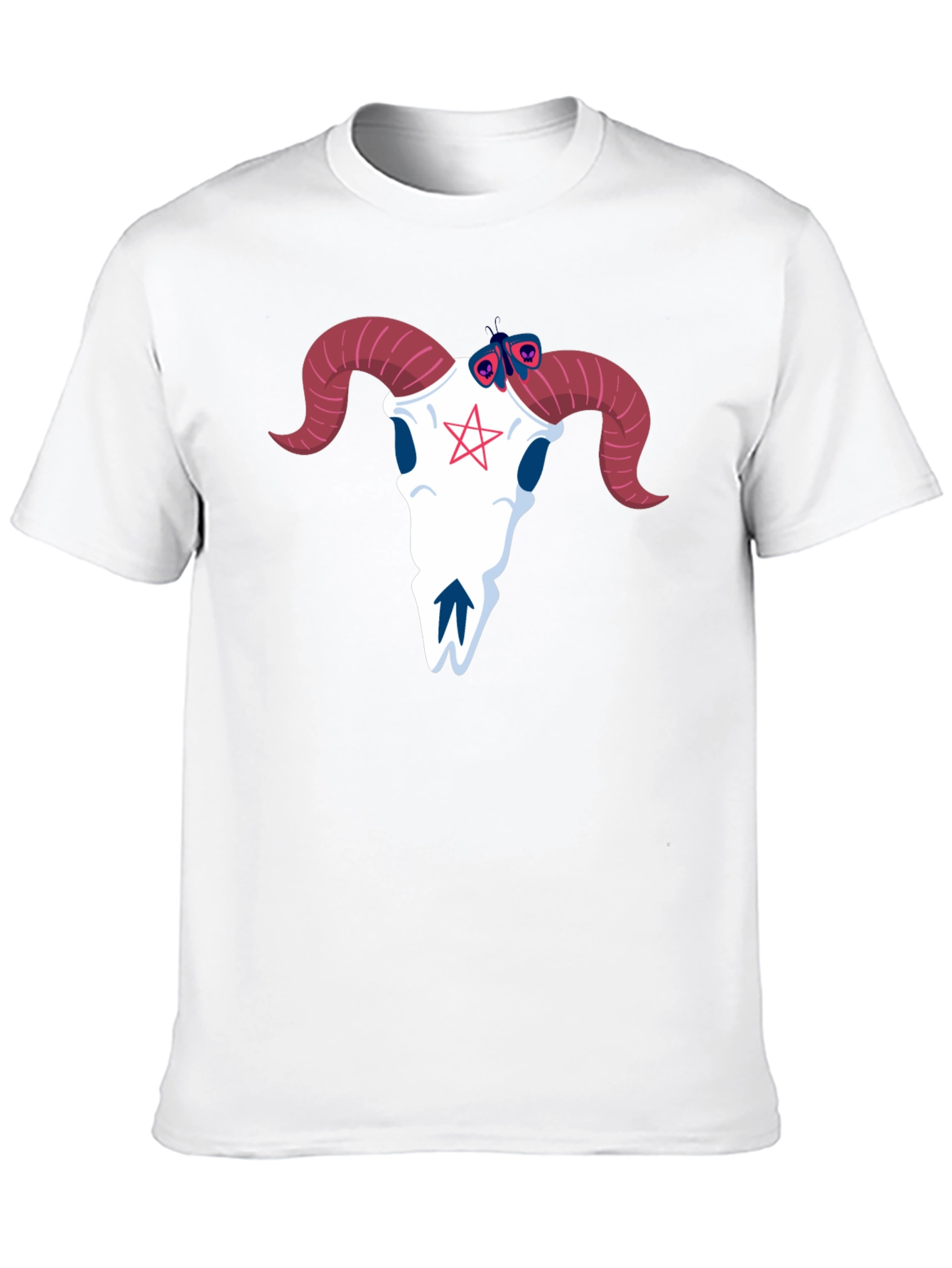 Graphic Tee: Ram Skull & Butterfly